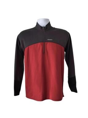 Simms Rivertek 1/4 Zip Pullover Mens Medium Dark Gray/Burgundy Base Layer Top